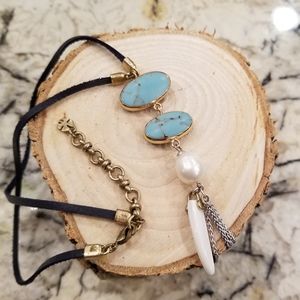 Pearl and turquoise long necklace. New.